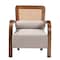Baxton Studio Sage Modern Japandi Light Grey Fabric and Walnut Brown Finished Wood Arm Chair with Woven Rattan 242-13560-ZORO - alternate 7